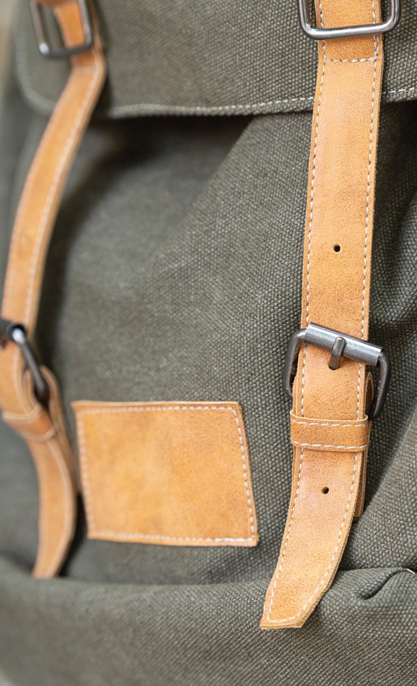 Close up detail on the Abby backpack from our The Last of Us collection