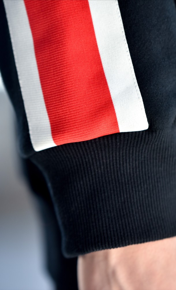 Close up detail on the sleeve print of the Shepard N7 Hoodie from our Mass Effect collection