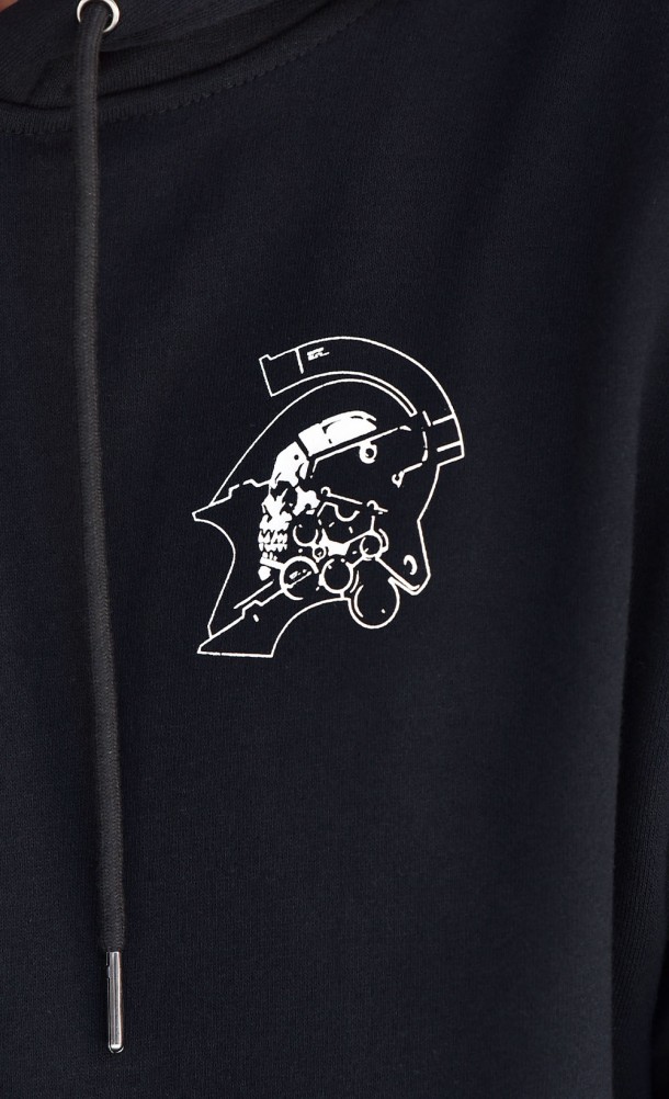 Close up detail of front print on the KojiPro Hoodie from our Kojima Productions collection