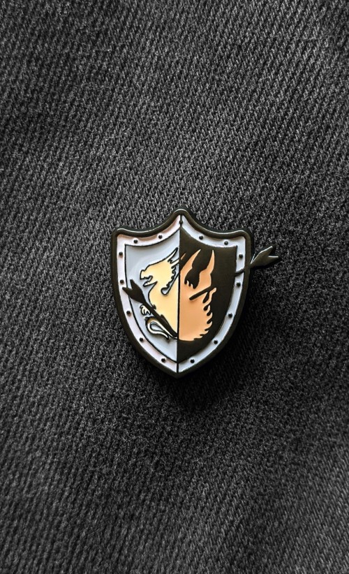 Image of the Kite Shield Enamel pin from our Demon's Souls collection