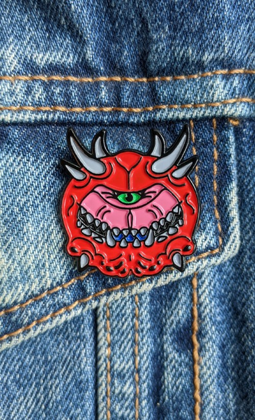 Image of the Cacodemon Enamel pin from our DOOM collection