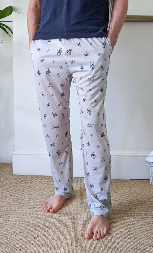 Model wearing the Sackboy Pattern PJ Bottoms from our Sackboy collection
