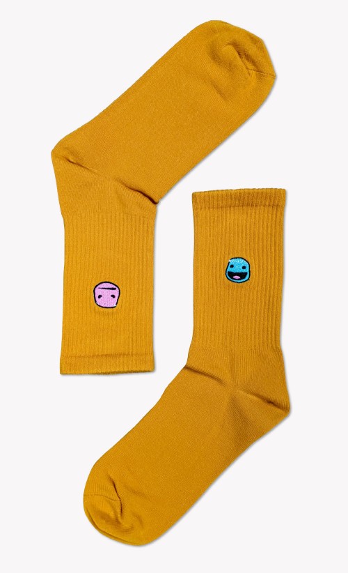 Image of the Sackboy's Feels socks in Gold from our Sackboy collection