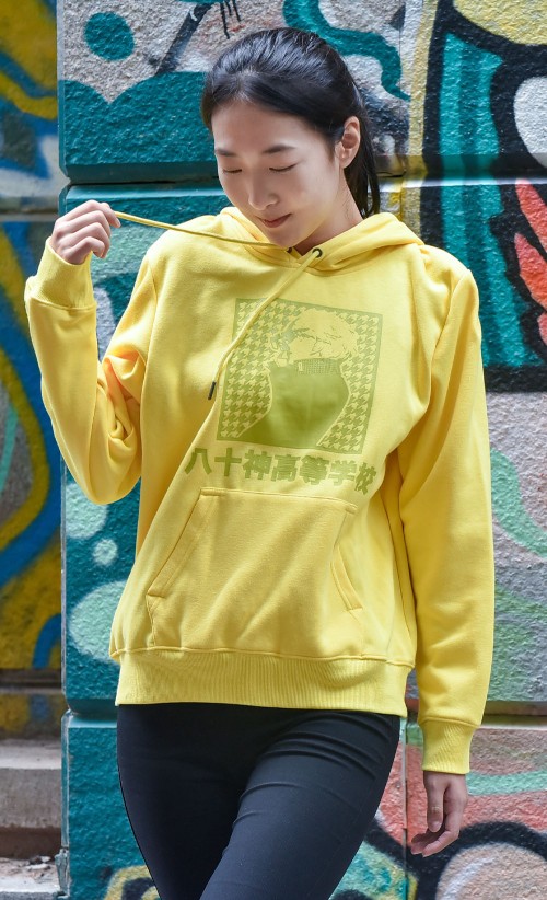 Model wearing the Persona 4 hoodie from our Persona 25th Anniversary collection
