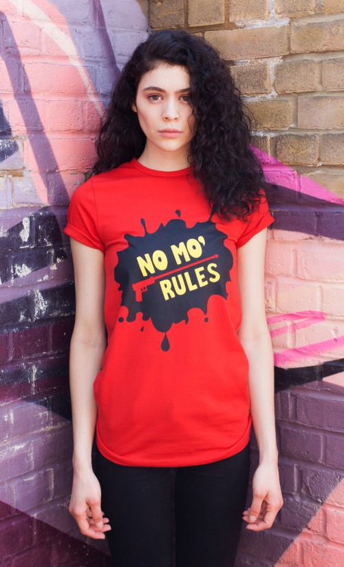 Model wearing the No Mo Rules T-Shirt from our Persona 5 collection