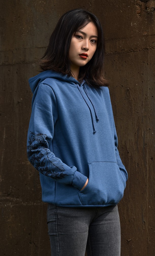 Model wearing the Ellie winter hoodie from our The Last of Us collection