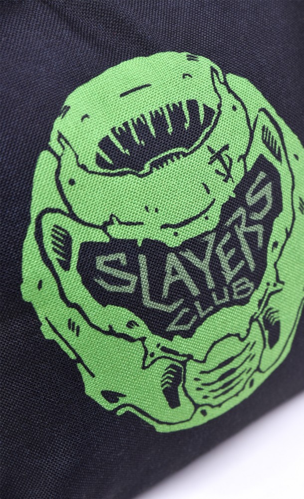 Close up detail on the front of the Doom Slayer cushion cover from our DOOM collection