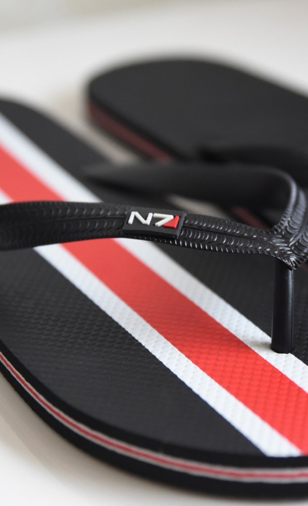 Image of the N7 Flip Flops from our Mass Effect collection