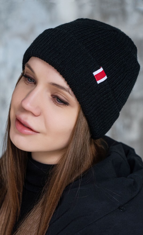 Model wearing the N7 Beanie from our Mass Effect collection