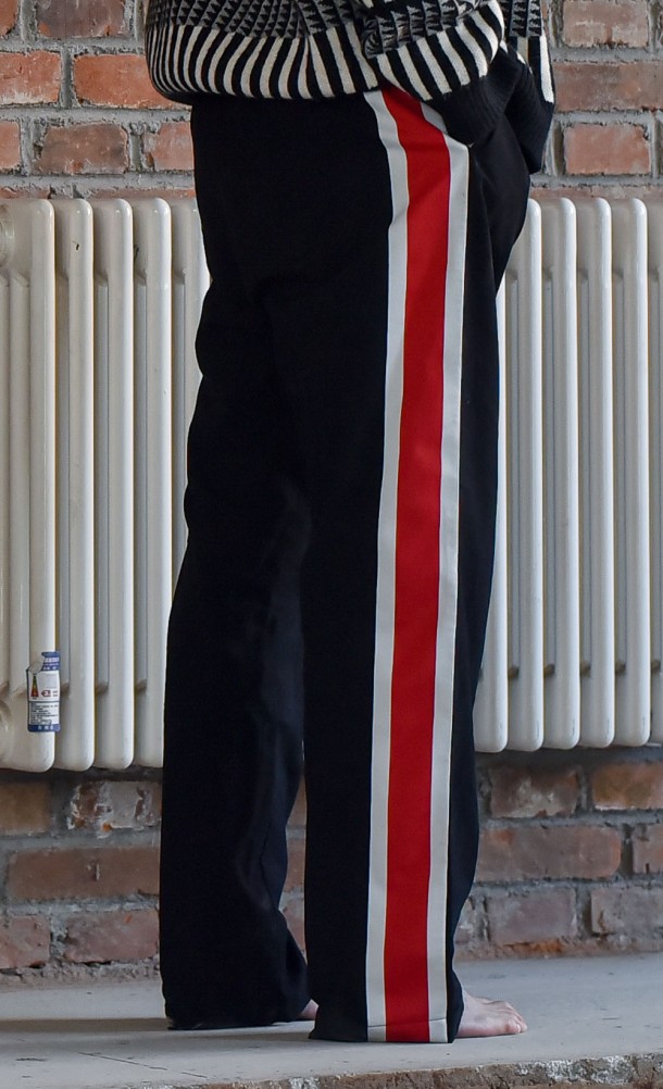 Model wearing the N7 PJ Bottoms from our Mass Effect collection