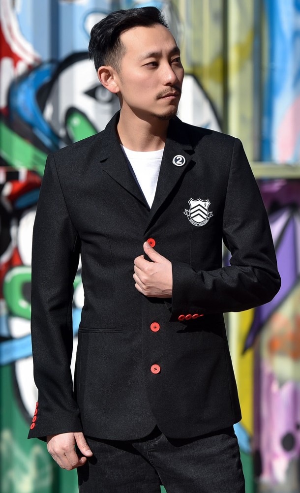 Model wearing the Shujin Academy Blazer from our Persona 5 collection