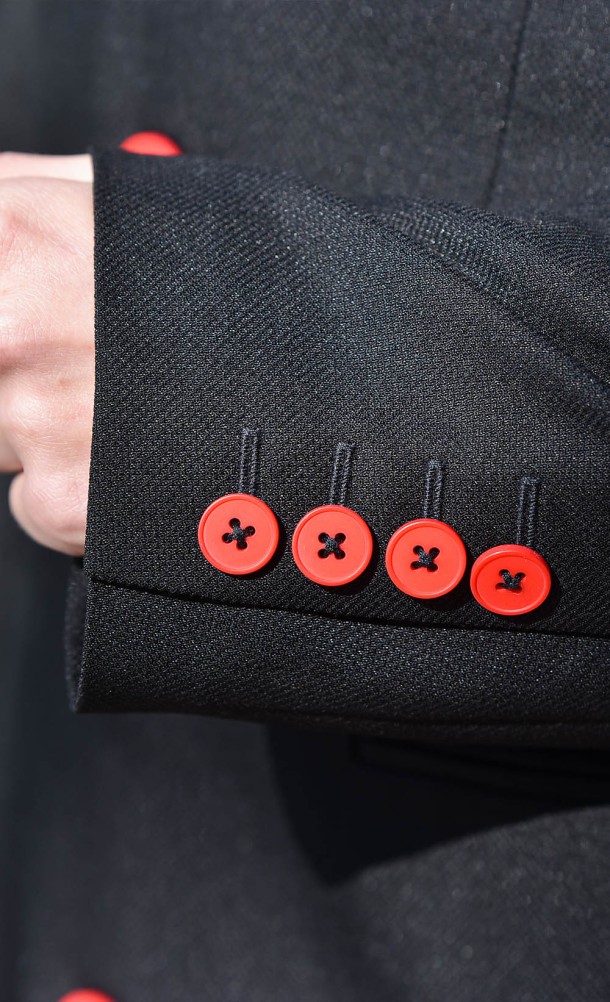 Close up detail on the sleeve buttons of the Shujin Academy Blazer from our Persona 5 collection