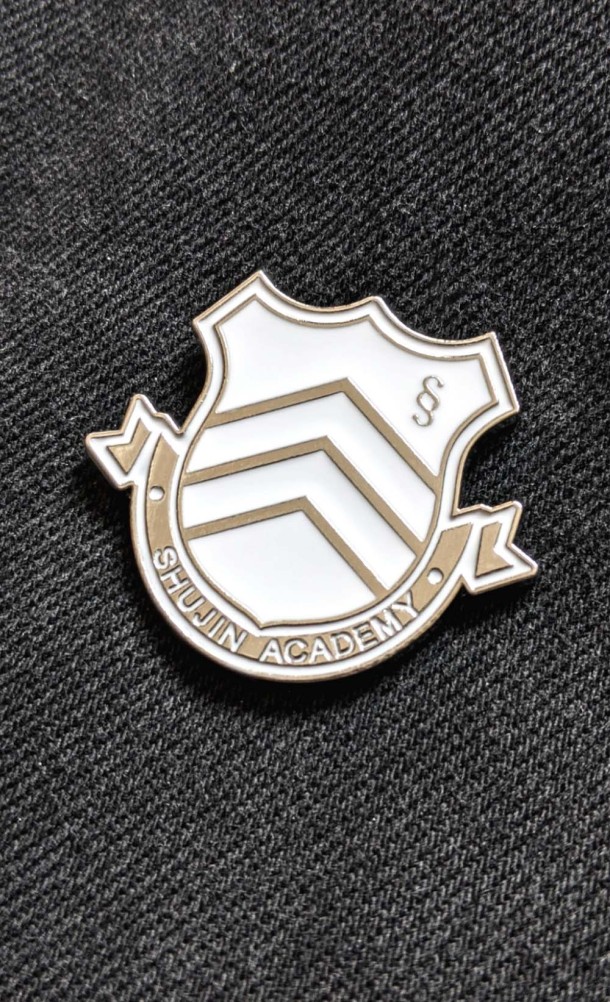 Image of the Shujin Academy Enamel pin from our Persona 5 collection