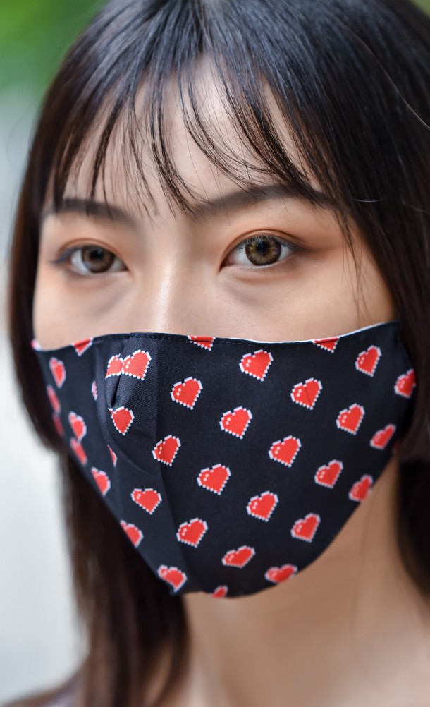 Pixel Hearts Face Mask