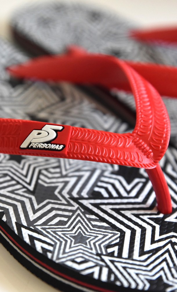 Close up detail on the Persona 5 Flip Flips from our Persona 5 collection