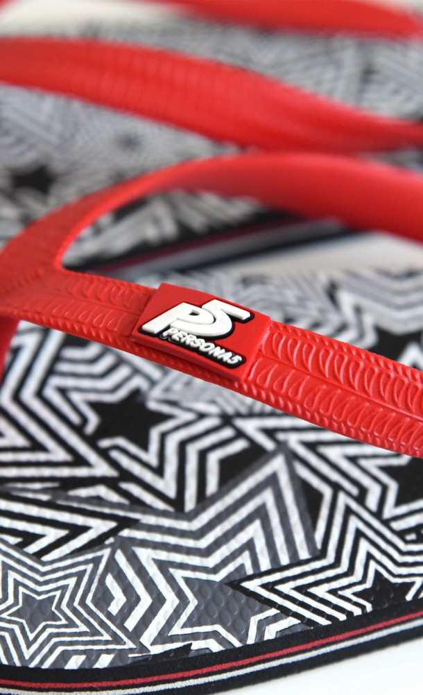 Close up detail on the Persona 5 Flip Flips from our Persona 5 collection