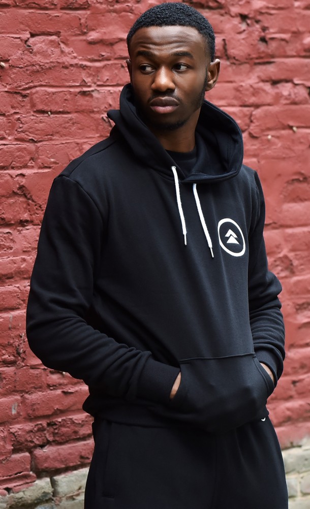 Model wearing the GHOST hoodie from our Ghost of Tsushima collection