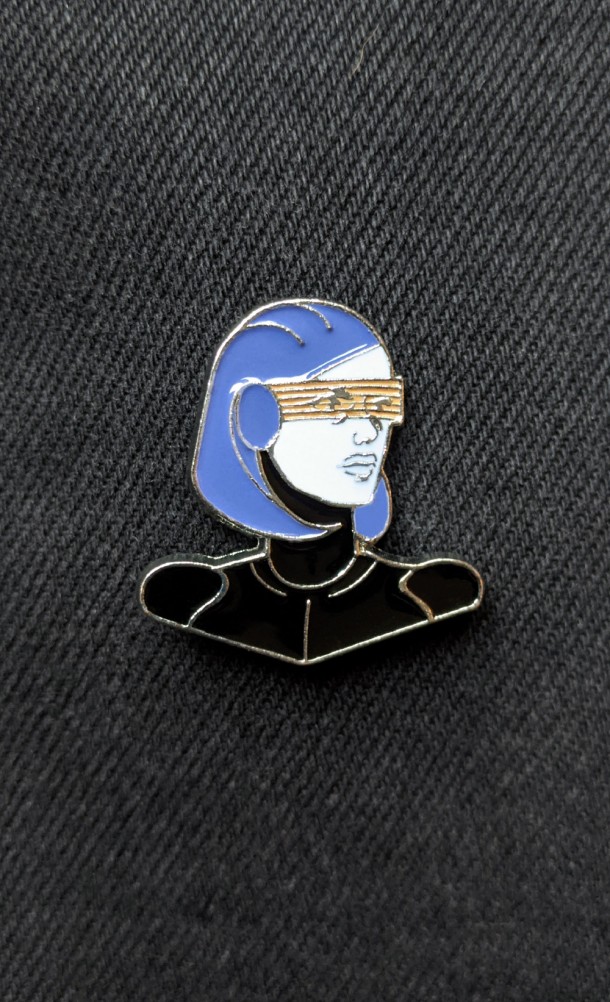 Image of the EDI Enamel pin from our Mass Effect collection