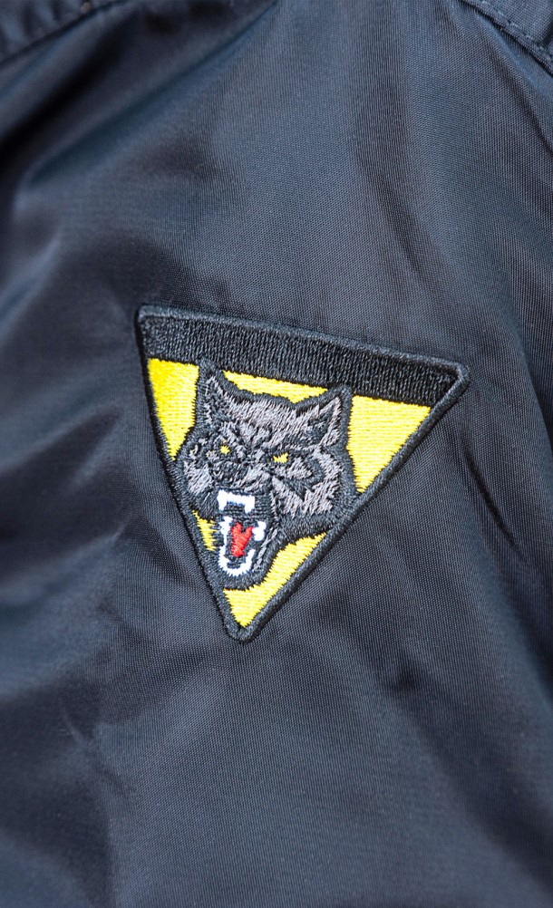 Close up detail on the arm badge of the Abby Bomber jacket from our The Last of Us collection