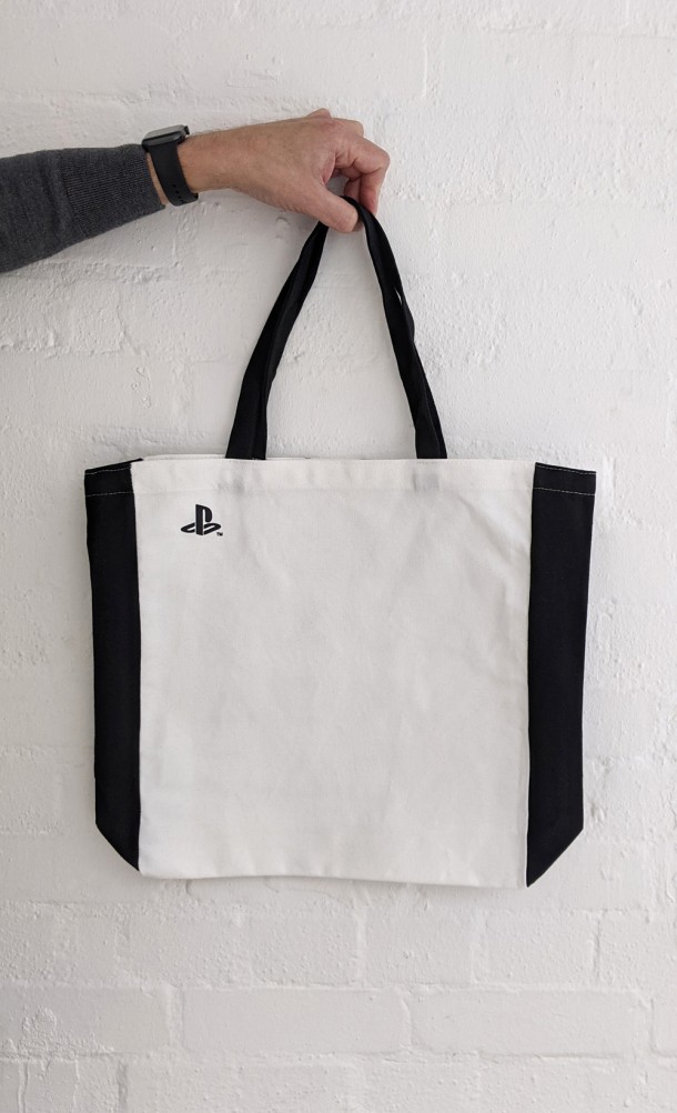 Image of the back of the DualSense Tote bag from our PlayStation collection