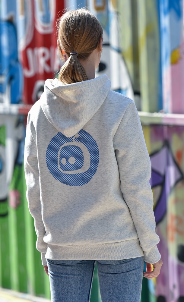 Model wearing the Astro Forever hoodie from our Astro's playroom collection