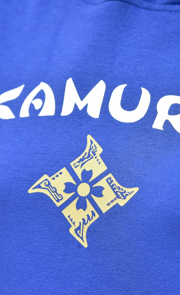 Close up detail of the front print on the Kamura Hoodie from our Monster Hunter collection