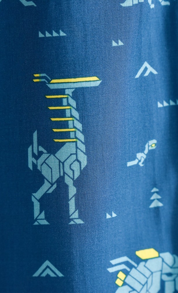 Close up detail on the print of the Machine Pattern PJ Bottoms from our Horizon Forbidden West collection