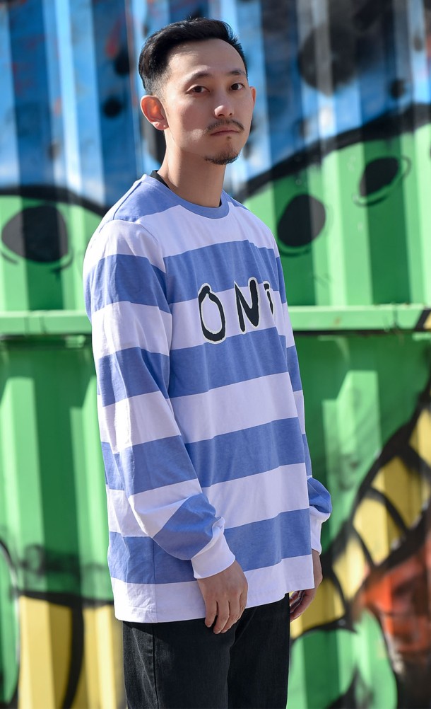 Model wearing the ONO Longsleeve T-Shirt from our Yakuza collection