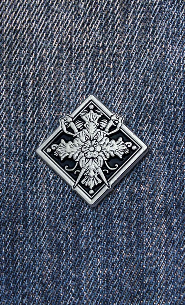 Image of the Dimitrescu Enamel pin from our Resident Evil Village