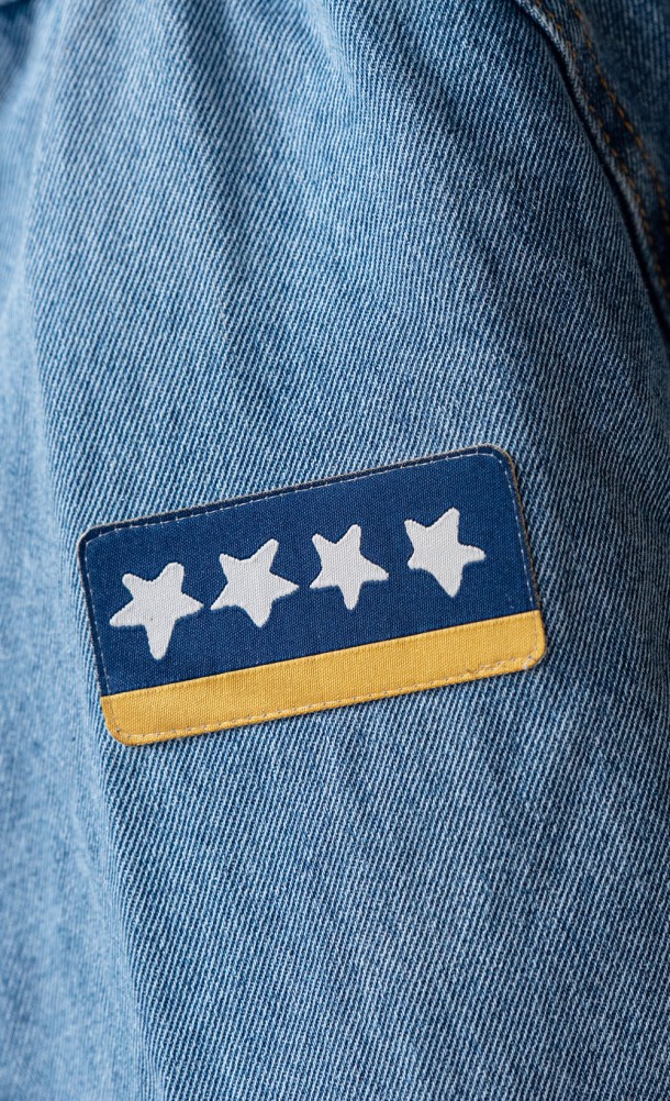 Close up detail on the arm patch from the Alex Denim jacket from our Life is Strange collection