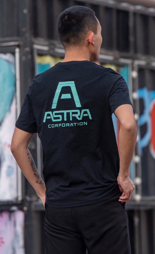 Model wearing the Astra T-Shirt from our Returnal collection
