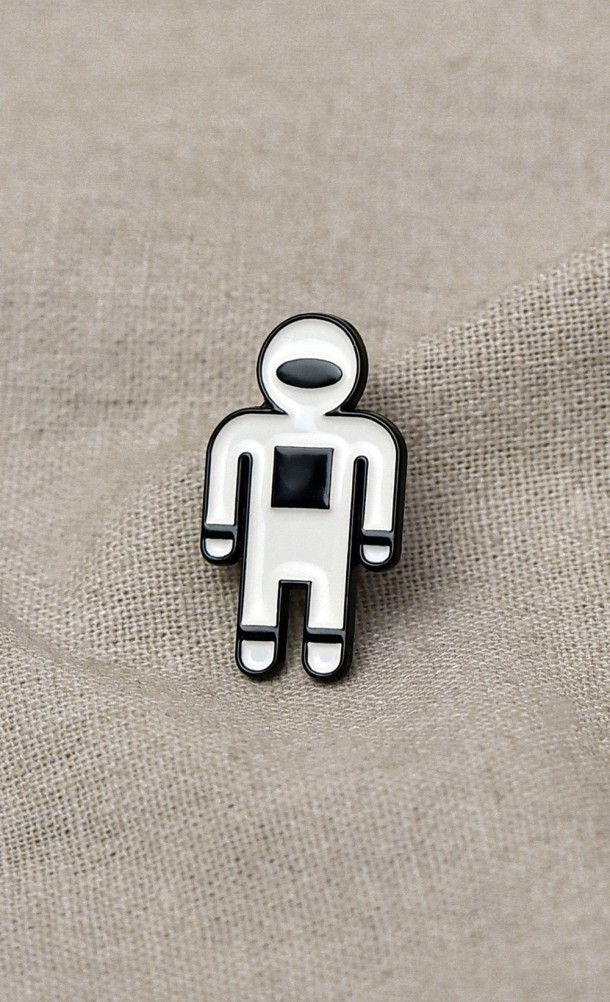 Image of the White Shadow Enamel pin from our Returnal collection