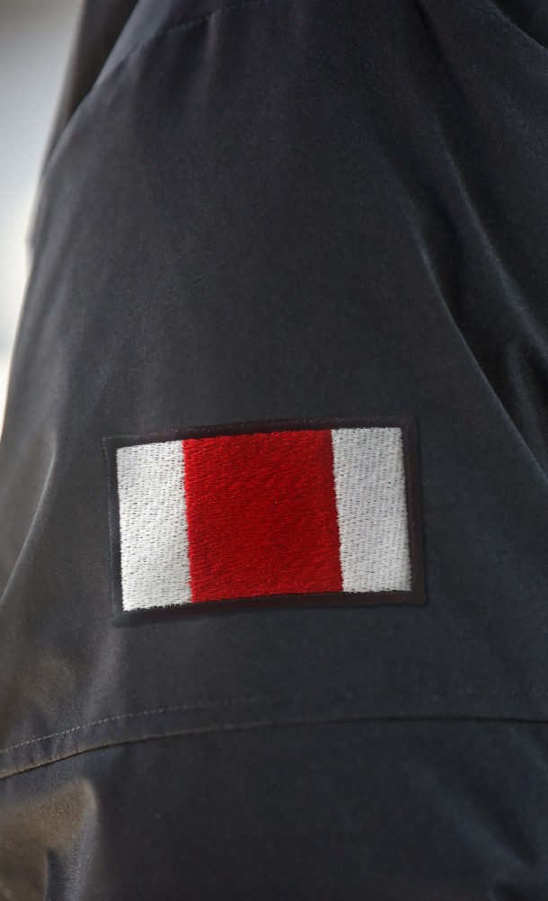 Close up detail on the arm patch of the N7 Parka jacket from our Mass Effect collection