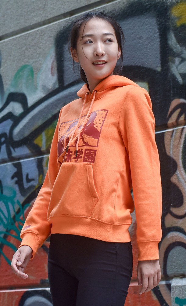 Model wearing the Persona 2 hoodie from our Persona 25th Anniversary collection