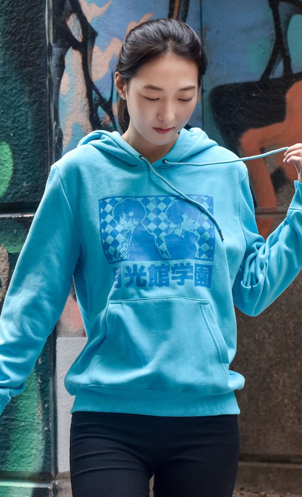 Model wearing the Persona 3 Hoodie from our persona 25th Anniversary collection