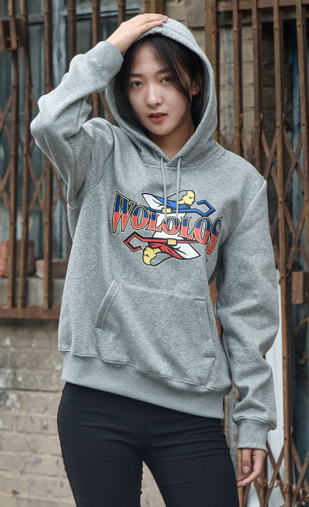 Model wearing the Team Wololos hoodie from our Age of Empires collection