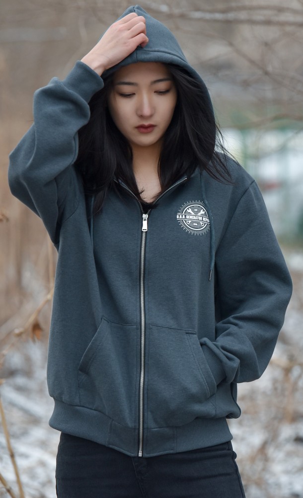 Model wearing the Generator Repairs hoodie from our Dead by Daylight collection