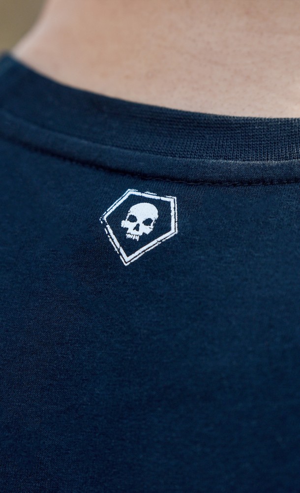 Detail on the back print of The Trapper T-shirt from our Dead by Daylight collection