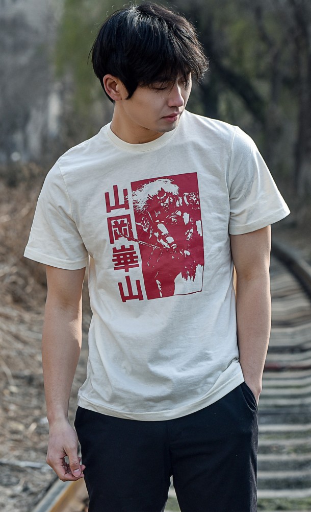 Model wearing The Oni T-shirt from our Dead by Daylight collection