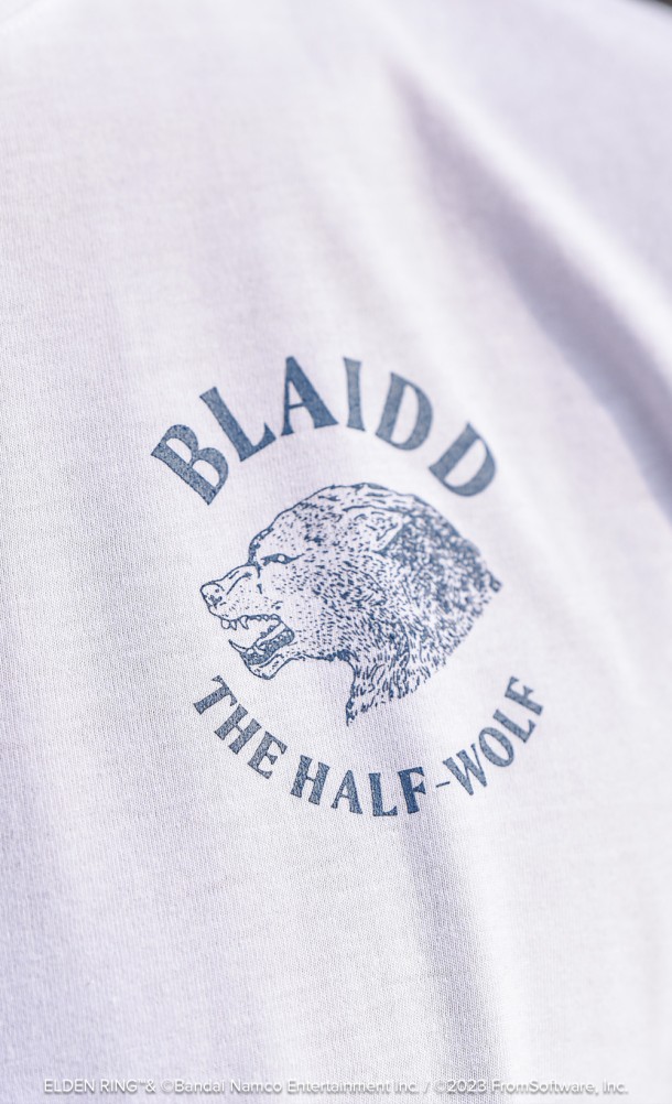 Close up detail on front print of the Blaidd T-Shirt from our Elden Ring collection