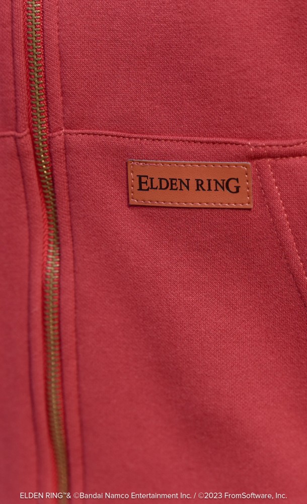Close up detail on the front patch of the Blade of Miquella hoodie from our Elden Ring collection