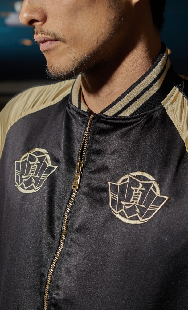Close up detail on the chest print of the Mad Dog Majima Souvenir jacket from our Yakuza collection