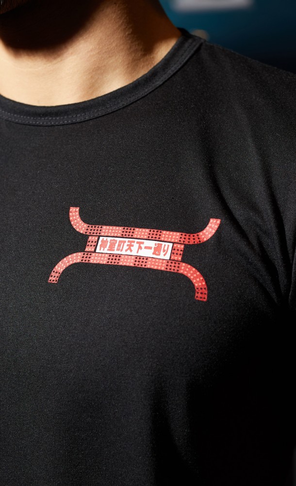 Close up detail on the chest print of the Kamurocho T-Shirt from our Yakuza collection