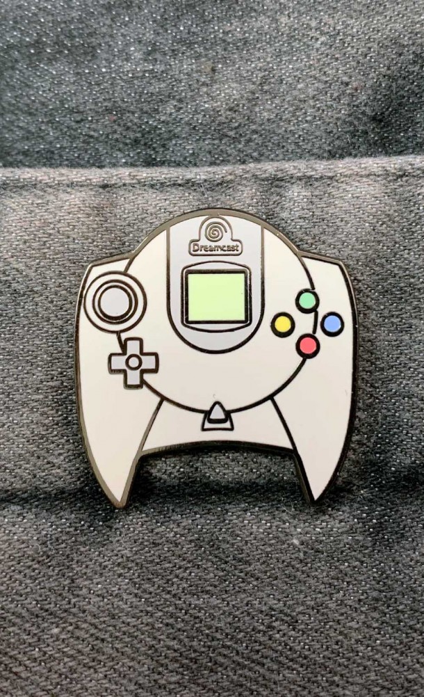 Image of the Dreamcast controller Enamel pin from our consoles collection